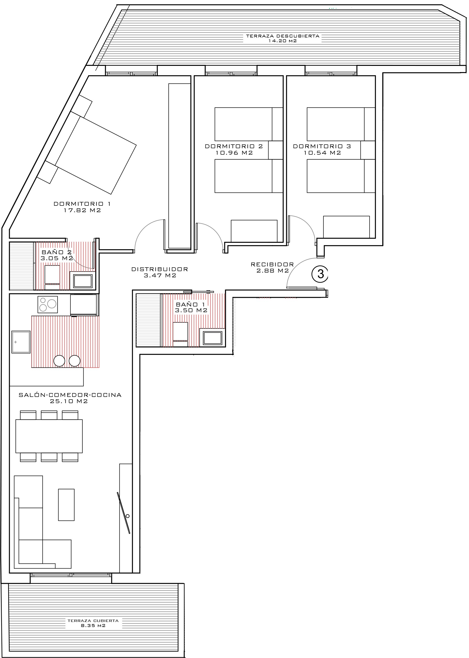 Plano vivienda PB-03 — 93 m²